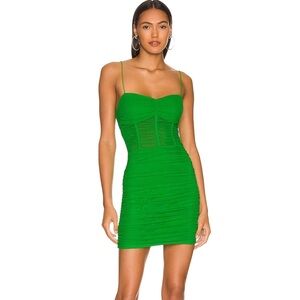 SUPERDOWN Kambella Ruched Mini Dress in Green SIZE XS